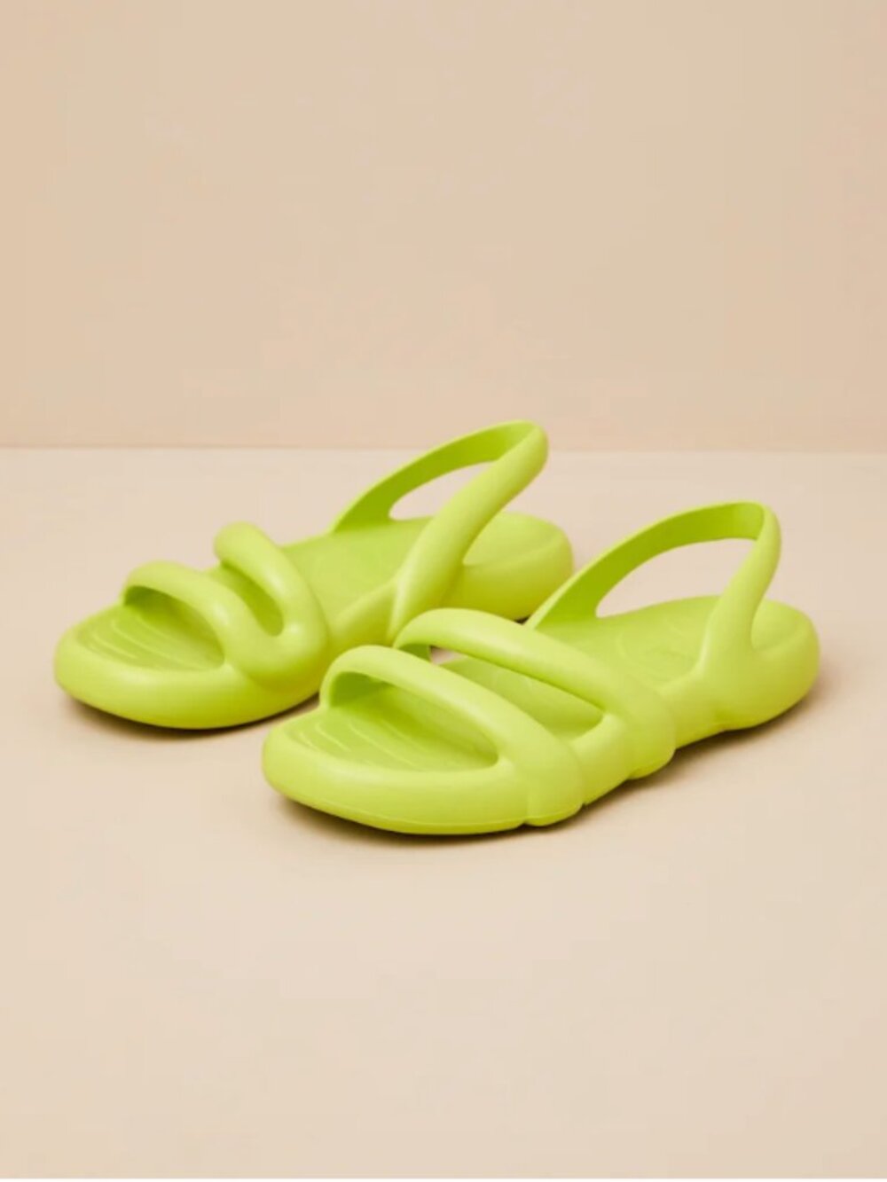 Camper Kobarah Flat Neon Lime Green Yellow Rubber Womens Sandals size 38 US 7.5